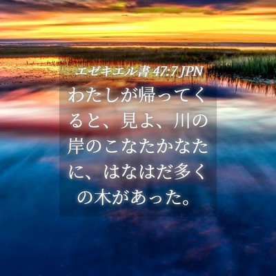 Picture 04 - エゼキエル書 47:7 JPN - わたしが帰ってくると、見よ、川の - Bible Verse Picture