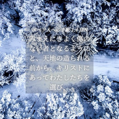 Picture 04 - エペソ人への手紙 1:4 JPN - みまえにきよく傷のない者となるよ - Bible Verse Picture
