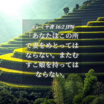 Picture 04 - エレミヤ書 16:2 JPN - 「あなたはこの所で妻をめとっては - Bible Verse Picture