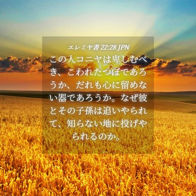 Picture 04 - エレミヤ書 22:28 JPN - この人コニヤは卑しむべき、こわれ - Bible Verse Picture