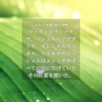 Picture 04 - エレミヤ書 38:1 JPN - マッタンの子シパテヤ、パシュルの - Bible Verse Picture