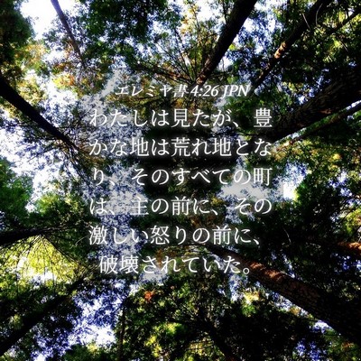 Picture 04 - エレミヤ書 4:26 JPN - わたしは見たが、豊かな地は荒れ地 - Bible Verse Picture