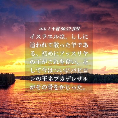 Picture 04 - エレミヤ書 50:17 JPN - イスラエルは、ししに追われて散っ - Bible Verse Picture
