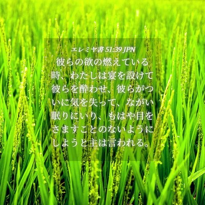 Picture 04 - エレミヤ書 51:39 JPN - 彼らの欲の燃えている時、わたしは - Bible Verse Picture
