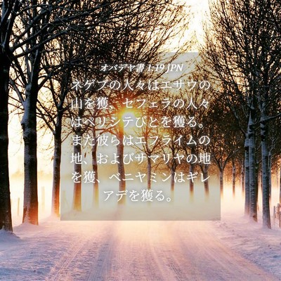 Picture 04 - オバデヤ書 1:19 JPN - ネゲブの人々はエサウの山を獲、セ - Bible Verse Picture