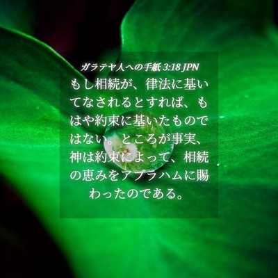 Picture 04 - ガラテヤ人への手紙 3:18 JPN - もし相続が、律法に基いてなされる - Bible Verse Picture