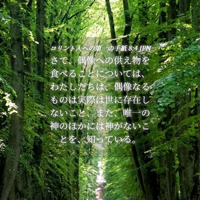 Picture 04 - コリント人への第一の手紙 8:4 JPN - さて、偶像への供え物を食べること - Bible Verse Picture
