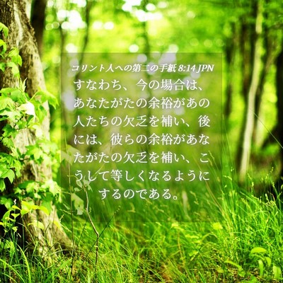 Picture 04 - コリント人への第二の手紙 8:14 JPN - すなわち、今の場合は、あなたがた - Bible Verse Picture