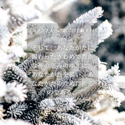 Picture 04 - コリント人への第二の手紙 9:14 JPN - そして、あなたがたに賜わったきわ - Bible Verse Picture