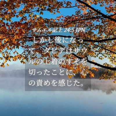 Picture 04 - サムエル記上 24:5 JPN - しかし後になって、ダビデはサウル - Bible Verse Picture