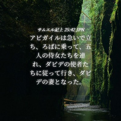 Picture 04 - サムエル記上 25:42 JPN - アビガイルは急いで立ち、ろばに乗 - Bible Verse Picture