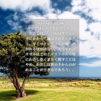 Picture 04 - サムエル記上 27:1 JPN - ダビデは心のうちに言った、「わた - Bible Verse Picture
