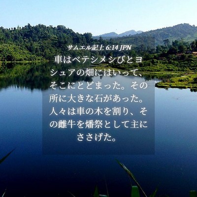 Picture 04 - サムエル記上 6:14 JPN - 車はベテシメシびとヨシュアの畑に - Bible Verse Picture