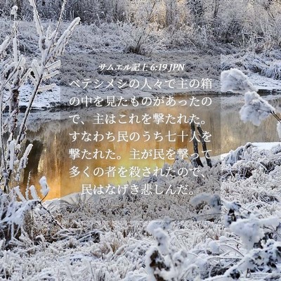Picture 04 - サムエル記上 6:19 JPN - ベテシメシの人々で主の箱の中を見 - Bible Verse Picture