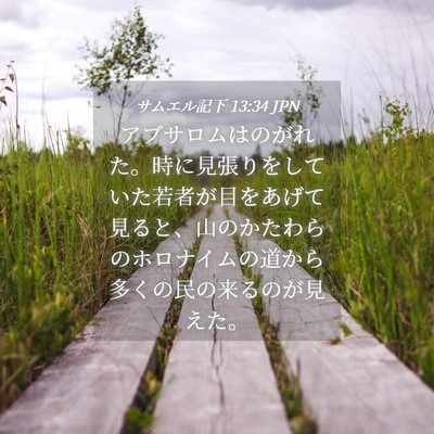 Picture 04 - サムエル記下 13:34 JPN - アブサロムはのがれた。時に見張り - Bible Verse Picture