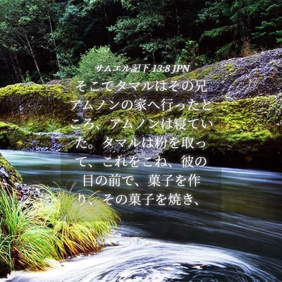 Picture 04 - サムエル記下 13:8 JPN - そこでタマルはその兄アムノンの家 - Bible Verse Picture