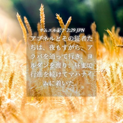 Picture 04 - サムエル記下 2:29 JPN - アブネルとその従者たちは、夜もす - Bible Verse Picture