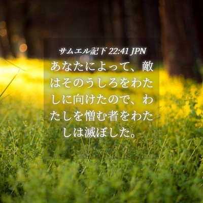 Picture 04 - サムエル記下 22:41 JPN - あなたによって、敵はそのうしろを - Bible Verse Picture