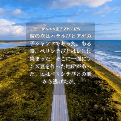 Picture 04 - サムエル記下 23:11 JPN - 彼の次はハラルびとアゲの子シャン - Bible Verse Picture