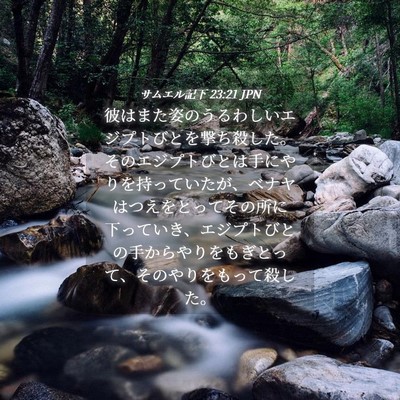 Picture 04 - サムエル記下 23:21 JPN - 彼はまた姿のうるわしいエジプトび - Bible Verse Picture