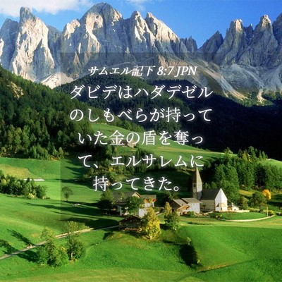 Picture 04 - サムエル記下 8:7 JPN - ダビデはハダデゼルのしもべらが持 - Bible Verse Picture