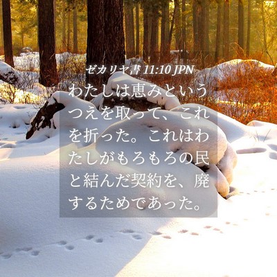 Picture 04 - ゼカリヤ書 11:10 JPN - わたしは恵みというつえを取って、 - Bible Verse Picture