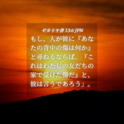 Picture 04 - ゼカリヤ書 13:6 JPN - もし、人が彼に『あなたの背中の傷 - Bible Verse Picture