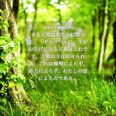 Picture 04 - ゼカリヤ書 4:6 JPN - すると彼はわたしに言った、「ゼル - Bible Verse Picture