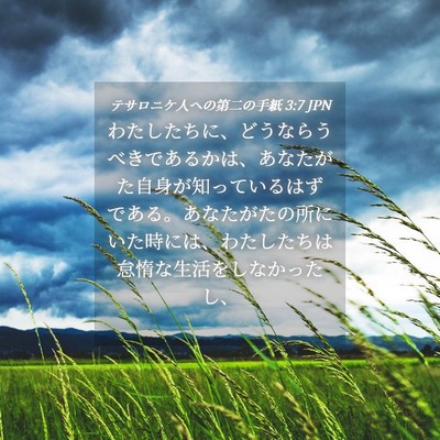 Picture 04 - テサロニケ人への第二の手紙 3:7 JPN - わたしたちに、どうならうべきであ - Bible Verse Picture