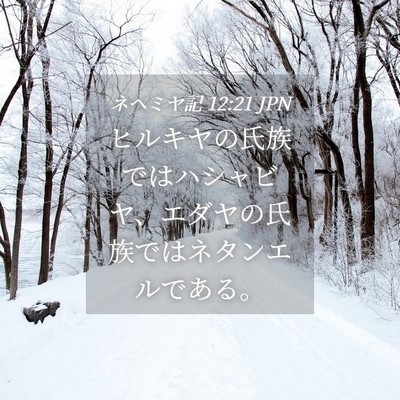 Picture 04 - ネヘミヤ記 12:21 JPN - ヒルキヤの氏族ではハシャビヤ、エ - Bible Verse Picture