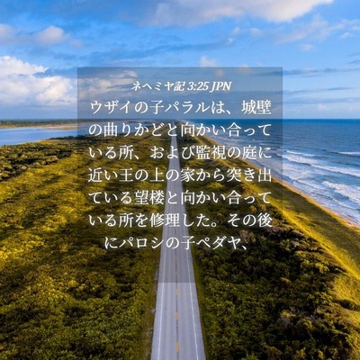 Picture 04 - ネヘミヤ記 3:25 JPN - ウザイの子パラルは、城壁の曲りか - Bible Verse Picture