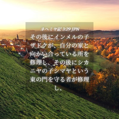 Picture 04 - ネヘミヤ記 3:29 JPN - その後にインメルの子ザドクが、自 - Bible Verse Picture