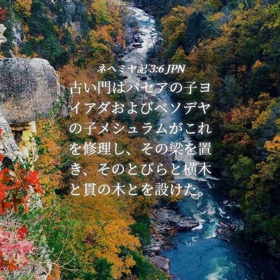 Picture 04 - ネヘミヤ記 3:6 JPN - 古い門はパセアの子ヨイアダおよび - Bible Verse Picture