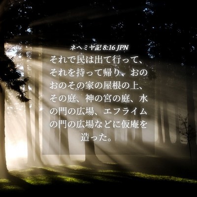 Picture 04 - ネヘミヤ記 8:16 JPN - それで民は出て行って、それを持っ - Bible Verse Picture