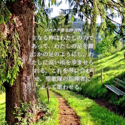 Picture 04 - ハバクク書 3:19 JPN - 主なる神はわたしの力であって、わ - Bible Verse Picture