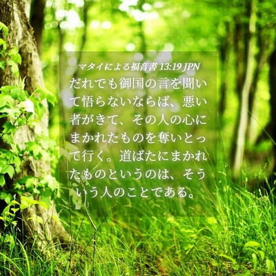 Picture 04 - マタイによる福音書 13:19 JPN - だれでも御国の言を聞いて悟らない - Bible Verse Picture