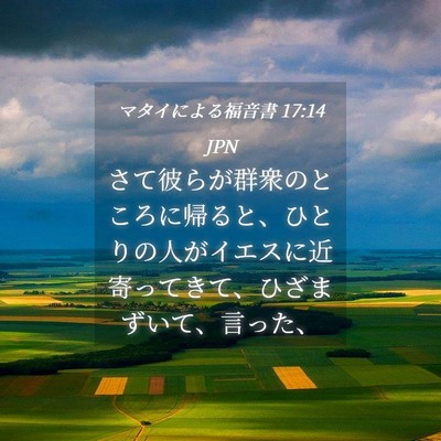 Picture 04 - マタイによる福音書 17:14 JPN - さて彼らが群衆のところに帰ると、 - Bible Verse Picture