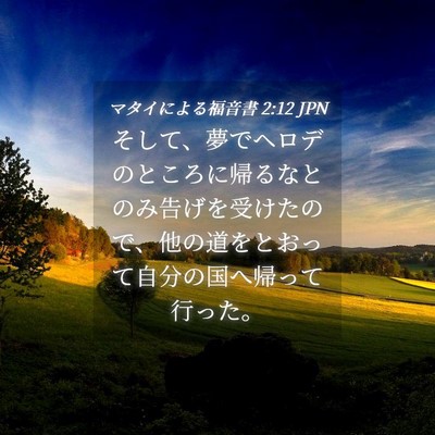 Picture 04 - マタイによる福音書 2:12 JPN - そして、夢でヘロデのところに帰る - Bible Verse Picture