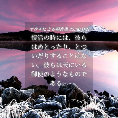 Picture 04 - マタイによる福音書 22:30 JPN - 復活の時には、彼らはめとったり、 - Bible Verse Picture