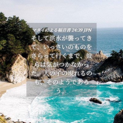 Picture 04 - マタイによる福音書 24:39 JPN - そして洪水が襲ってきて、いっさい - Bible Verse Picture