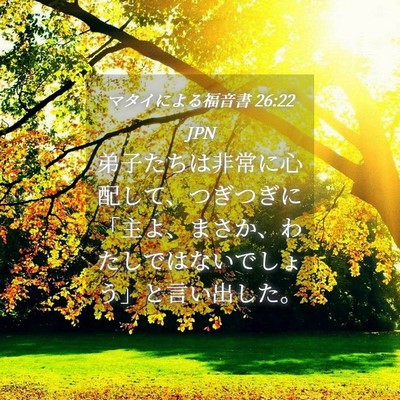 Picture 04 - マタイによる福音書 26:22 JPN - 弟子たちは非常に心配して、つぎつ - Bible Verse Picture