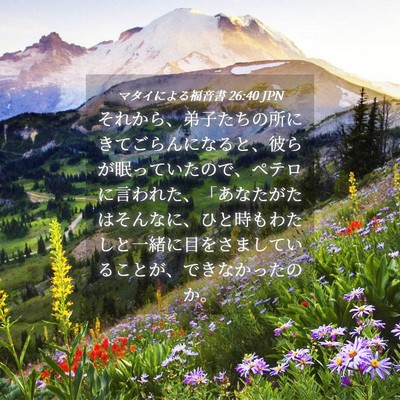 Picture 04 - マタイによる福音書 26:40 JPN - それから、弟子たちの所にきてごら - Bible Verse Picture