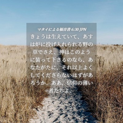 Picture 04 - マタイによる福音書 6:30 JPN - きょうは生えていて、あすは炉に投 - Bible Verse Picture
