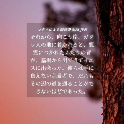 Picture 04 - マタイによる福音書 8:28 JPN - それから、向こう岸、ガダラ人の地 - Bible Verse Picture