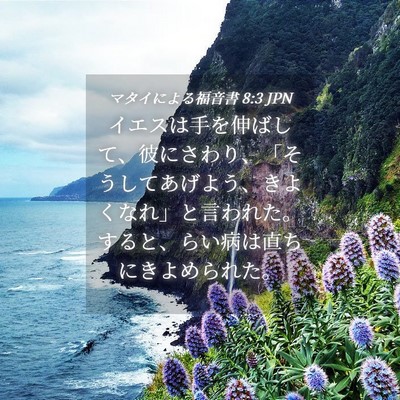 Picture 04 - マタイによる福音書 8:3 JPN - イエスは手を伸ばして、彼にさわり - Bible Verse Picture