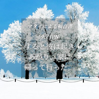 Picture 04 - マタイによる福音書 9:7 JPN - すると彼は起きあがり、家に帰って - Bible Verse Picture