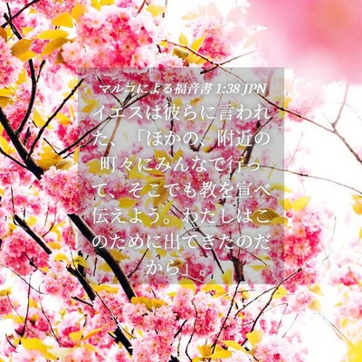 Picture 04 - マルコによる福音書 1:38 JPN - イエスは彼らに言われた、「ほかの - Bible Verse Picture