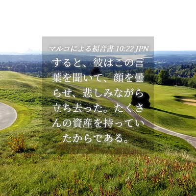 Picture 04 - マルコによる福音書 10:22 JPN - すると、彼はこの言葉を聞いて、顔 - Bible Verse Picture
