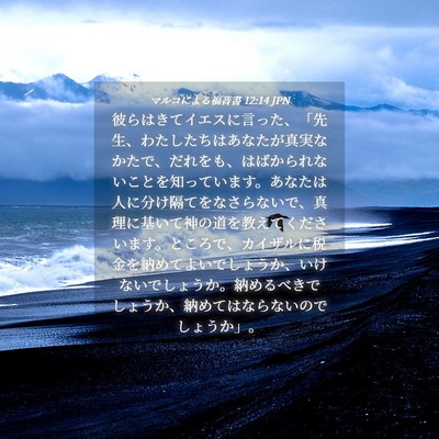 Picture 04 - マルコによる福音書 12:14 JPN - 彼らはきてイエスに言った、「先生 - Bible Verse Picture