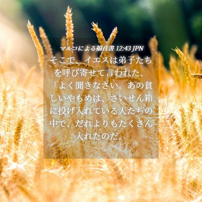 Picture 04 - マルコによる福音書 12:43 JPN - そこで、イエスは弟子たちを呼び寄 - Bible Verse Picture